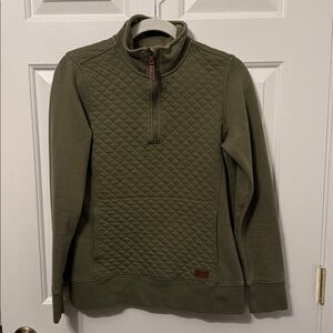 LL Bean Quilted Olive Green Sweatshirt